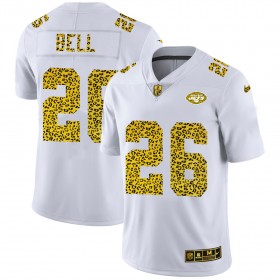 Camiseta Hombre NFL New York Jets LeVeon Bell 26 Nike Flocked Leopard Print Blanco